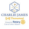 May be an image of golf and text that says 'X EST 2023 CHARLIE JAMES Golf Tournament Presented by Rotary Club of Fulton, Missouri'